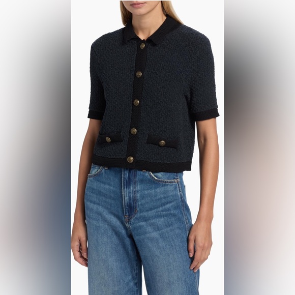 Veronica Beard Marie Cotton-Blend Cardigan in Navy